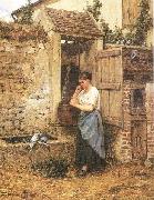 Mosler, Henry Peasant Girl and Doves oil painting artist